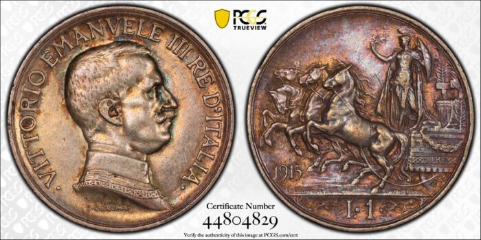 Italy Lira 1915-R PCGS Genuine Silver